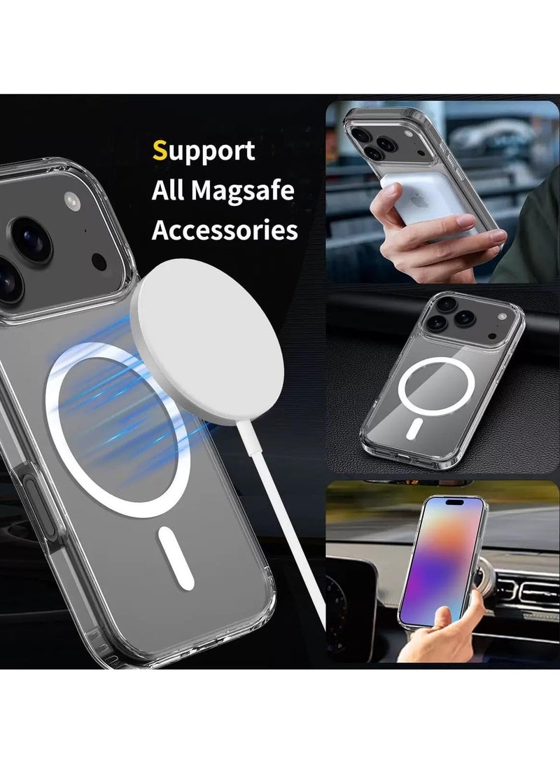 Liboer Magnetic Case for iPhone 17 Pro 6.27-Inch Compatible with MagSafe iPhone 17 Pro Cover Case Never Yellow Shockproof Bulid-in corner Magnet Phone Case For iPhone 17 Pro（Clear） - Image 2