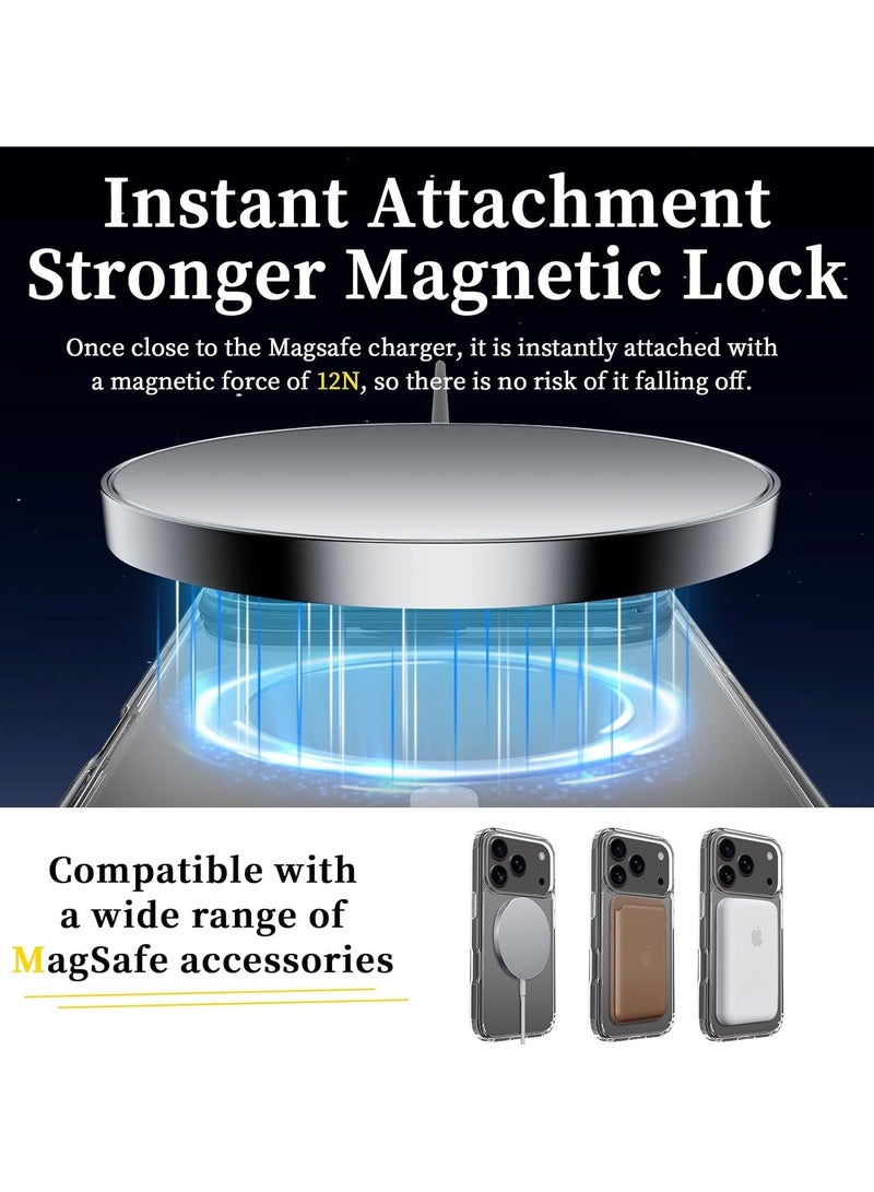 Liboer Magnetic Case for iPhone 17 Pro 6.27-Inch Compatible with MagSafe iPhone 17 Pro Cover Case Never Yellow Shockproof Bulid-in corner Magnet Phone Case For iPhone 17 Pro（Clear） - Image 3