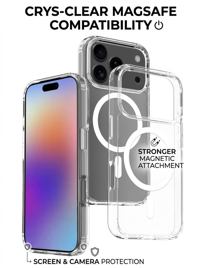Liboer Magnetic Case for iPhone 17 Pro 6.27-Inch Compatible with MagSafe iPhone 17 Pro Cover Case Never Yellow Shockproof Bulid-in corner Magnet Phone Case For iPhone 17 Pro（Clear） - Image 1