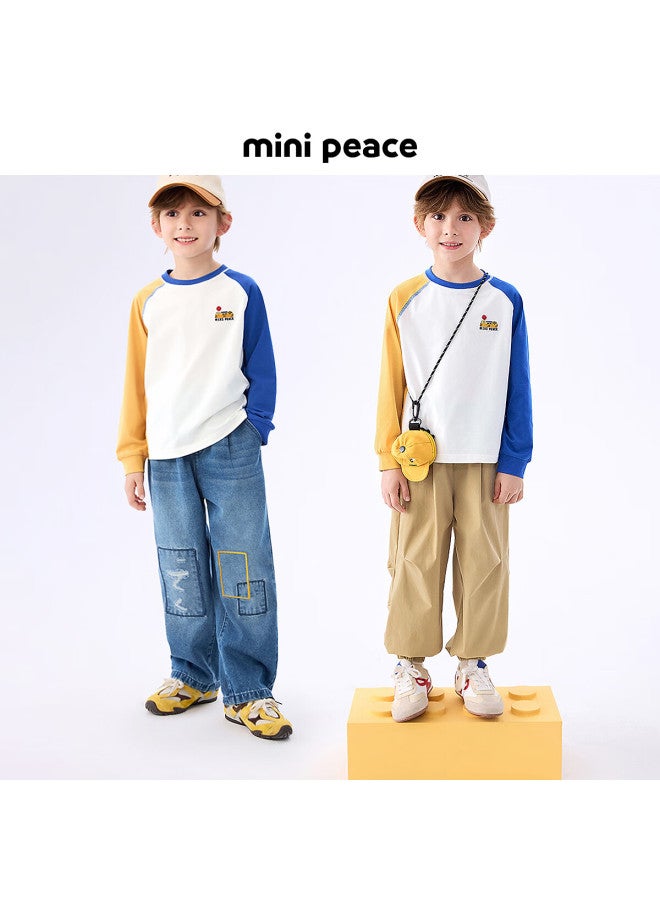 Minipeace Children's Clothing, Autumn New Boys' Long-sleeve T-shirt Facpf3110, Cloud White, 160cm - Image 2