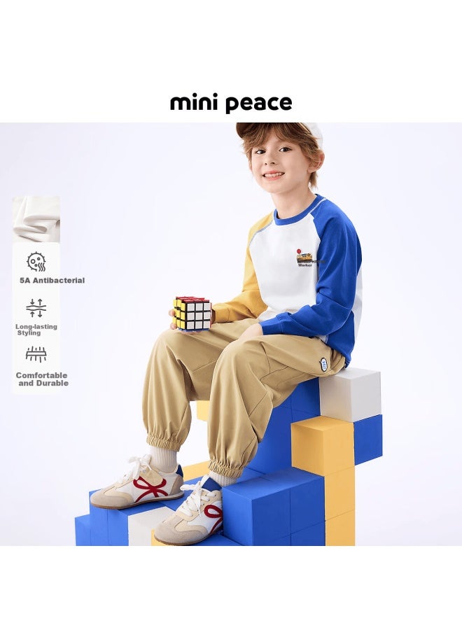 Minipeace Children's Clothing, Autumn New Boys' Long-sleeve T-shirt Facpf3110, Cloud White, 160cm - Image 1