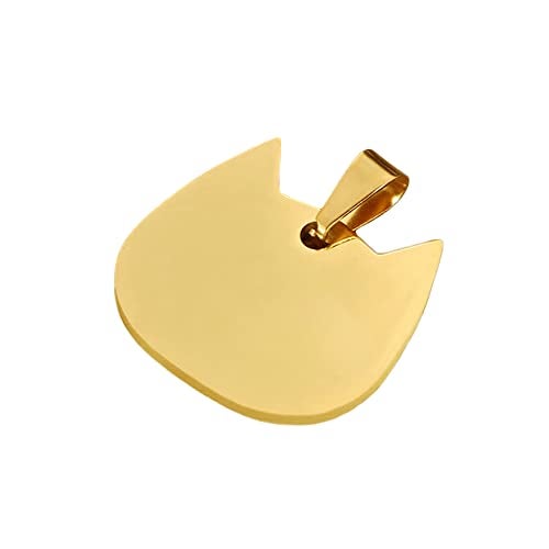 TSJ 5 Pieces Cat Head Pet ID Tags Cat Name Blanks Stainless Steeel Blank Stamping Tags with Hole Collar Tags Metal Kitty Charms Necklace Bracelet Disc DIY Pendants, Gold - Image 2