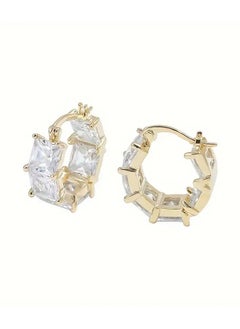 Home Clearance Sale 2PC Zirconia Circle Earrings For Women, Light Luxury, High-end Feel, Ear Buckle, Ear Ring, Niche Design, Earring Temperament, Daily Commuting Accessories  - Image 2