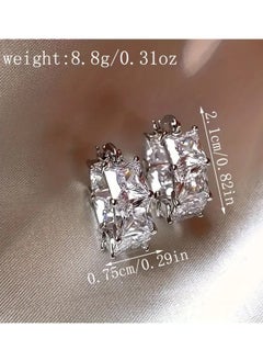 Home Clearance Sale 2PC Zirconia Circle Earrings For Women, Light Luxury, High-end Feel, Ear Buckle, Ear Ring, Niche Design, Earring Temperament, Daily Commuting Accessories  - Image 4