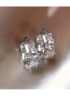 Home Clearance Sale 2PC Zirconia Circle Earrings For Women, Light Luxury, High-end Feel, Ear Buckle, Ear Ring, Niche Design, Earring Temperament, Daily Commuting Accessories  - Image 5