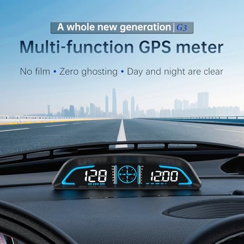 AZIJYV GPS Speedometer,Heads Up Display for Cars G3,Digital Speedometer for Car with Speed, Fatigue Driving Alarm,Overspeed Alarm,Speedometer for Car for All Vehicles - Image 2
