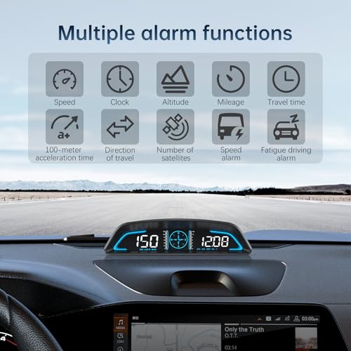 AZIJYV GPS Speedometer,Heads Up Display for Cars G3,Digital Speedometer for Car with Speed, Fatigue Driving Alarm,Overspeed Alarm,Speedometer for Car for All Vehicles - Image 3