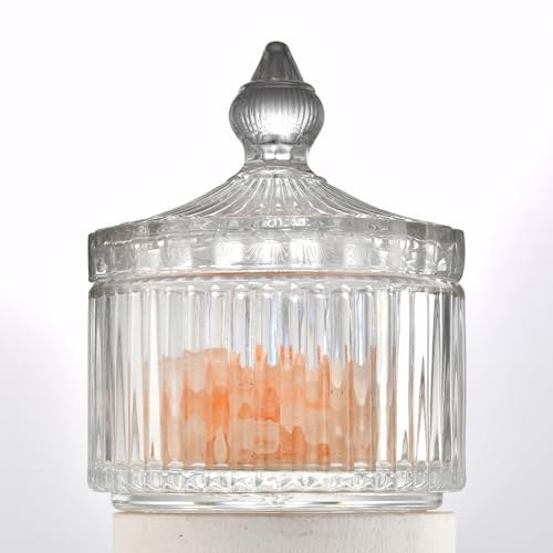 Maxistal Crystal Glass Salt Cellar with Lid – 7oz Clear Salt Box Salt and Pepper bowls, Salt Container Holder for Kitchen, glass Storage jars for Candies, Sugar, Decorative Kitchen & Dining Table Essential - Image 1