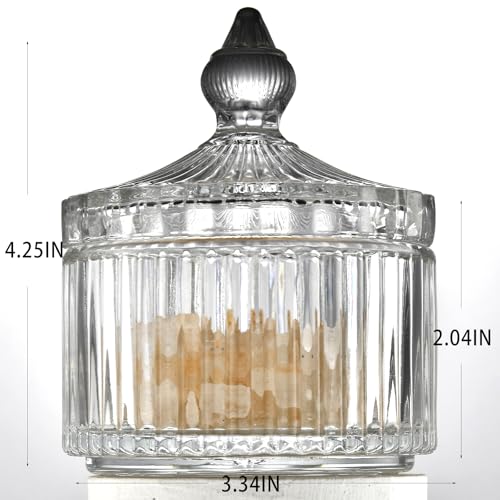 Maxistal Crystal Glass Salt Cellar with Lid – 7oz Clear Salt Box Salt and Pepper bowls, Salt Container Holder for Kitchen, glass Storage jars for Candies, Sugar, Decorative Kitchen & Dining Table Essential - Image 2