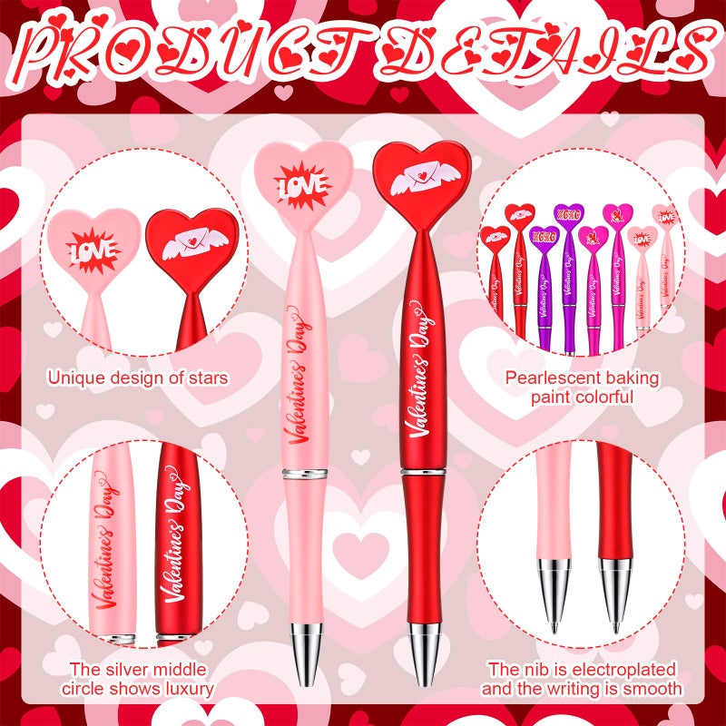 Sherr 72 Pcs Valentine Heart Shaped Pens Bulk 1 mm Black Gel Ink Rollerball Heart Pens for Valentine Exchange Party Favor Supplies - Image 3
