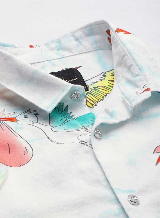 The Indian Garage Co White Men White Slim Fit Floral Print Shirt for Men | Best Price UAE