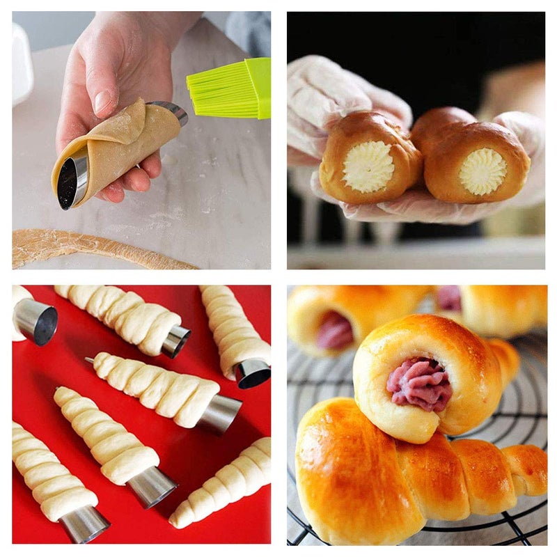 NIDY 12 Pcs DIY NonStick Stainless Steel Baking Cones Tubes Set Spiral Horn Pastry Cream Roll TubesCake Cone MoldCannoli FormsIce Cream RollFunnel ShapeKitchenParty - Image 3