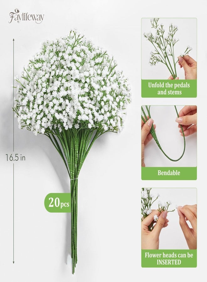 Faylifeway Babys Breath Artificial Flowers - 20PCS Real Touch White Gypsophila Bouquets for Floral Decoration, Wedding, Home, Party, and Garden - Image 2