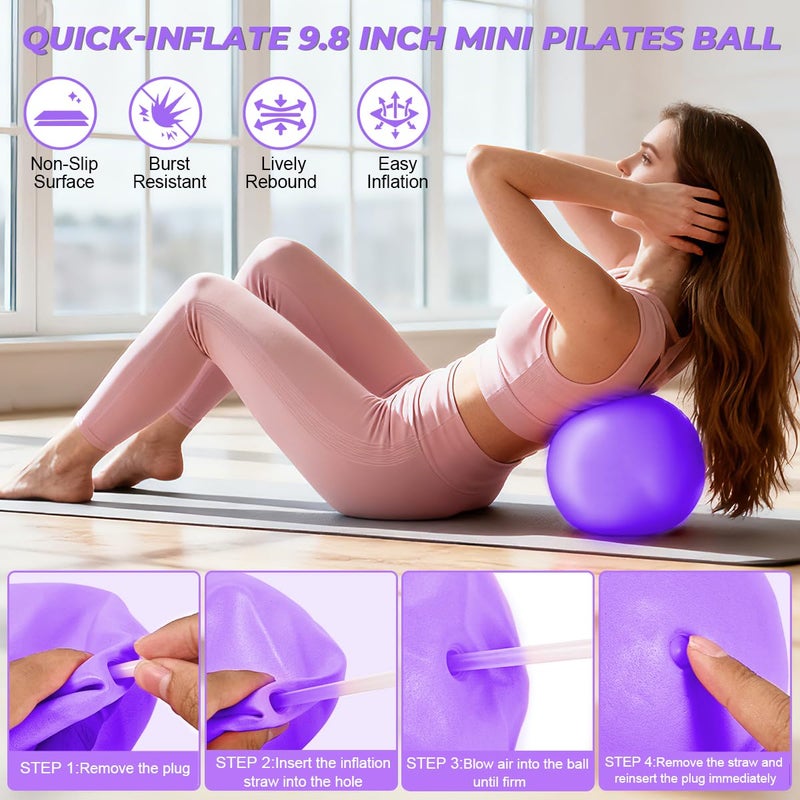 Flickzy 20 Pcs Pilates Ring Set for Women, Magic Circle Pilates Rings 12" with Resistance Bands, Pilates Kit for Home Workouts, Pilates Equipment for Strength, Toning and Flexibility(Purple,15pcs) - Image 3