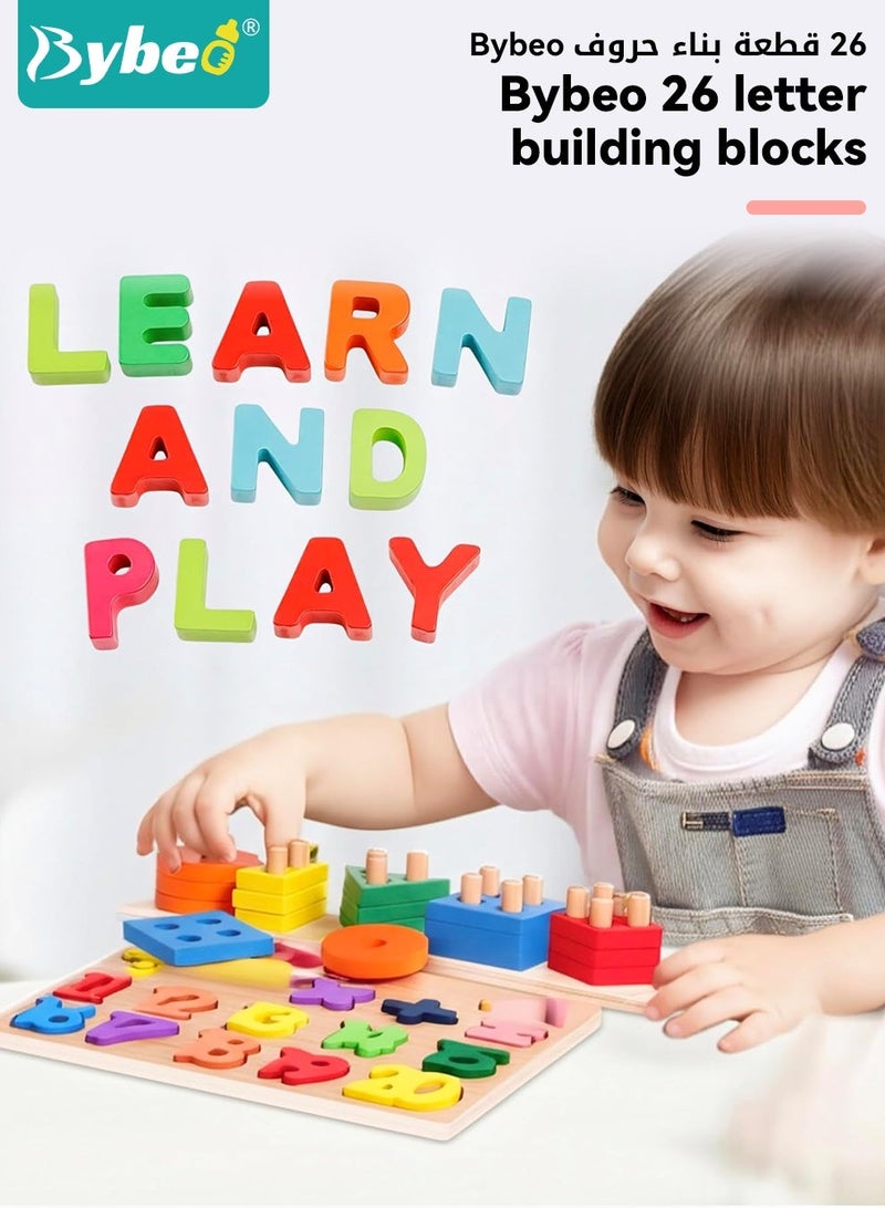بيبو مجموعة من 4 ألعاب مونتيسوري للأطفال الصغار، ألعاب ألغاز خشبية للأطفال، ألعاب الفرز والترتيب، ألغاز الحروف والأعداد والأشكال، لعبة التعرف على الألوان وفرز الأشكال للأولاد والبنات من عمر 1 إلى 4 سنوات - Image 4