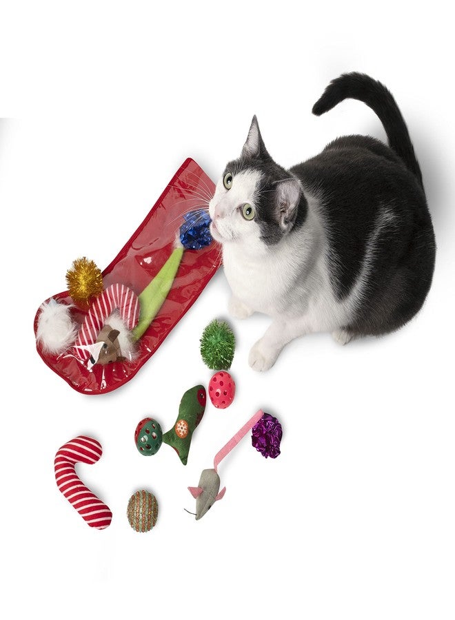 Midlee Christmas Stocking Cat Toy Gift Set (14 Toys)- Candy Canes, Bells, Mice Kitten Holiday Toys - Image 4