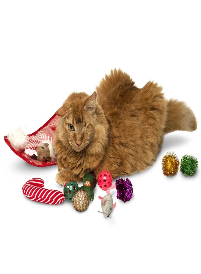 Midlee Christmas Stocking Cat Toy Gift Set (14 Toys)- Candy Canes, Bells, Mice Kitten Holiday Toys - Image 5