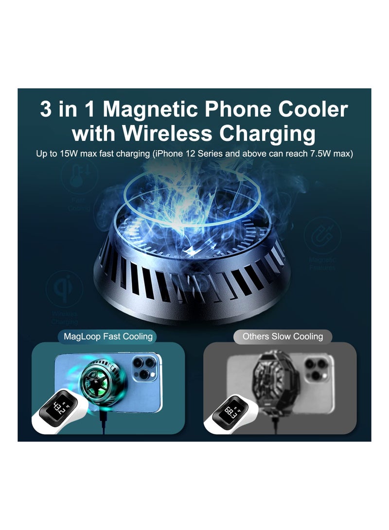 KASTWAVE Phone Cooler for Gaming Magnetic Wireless Charger, Cellphone Radiator Wireless Charger with Fan, Phone Cooler Fan with RGB Lights Compatible - Image 2