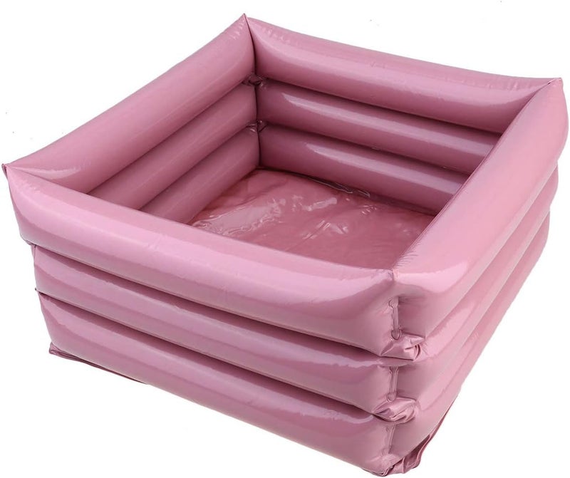 كلاراكو حوض تنظيف القدمين قابل للنفخ، حوض غسيل الجسم المحمول، حوض من البولي فينيل كلوريد، حوض باديكير، حفلات سبا، دلو حمام، حوض سبا للقدمين، حمام القدمين للمريض والعائلة والسفر (وردي) - Image 1