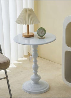 VUCATIN Round Coffee Table Metal Structure End Table Sofa Side Table Modern Nightstand for Living Room Bedroom Office (White)  - Image 1