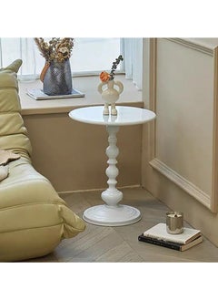 VUCATIN Round Coffee Table Metal Structure End Table Sofa Side Table Modern Nightstand for Living Room Bedroom Office (White)  - Image 5