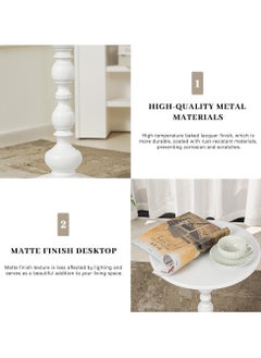 VUCATIN Round Coffee Table Metal Structure End Table Sofa Side Table Modern Nightstand for Living Room Bedroom Office (White)  - Image 4
