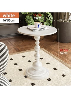 VUCATIN Round Coffee Table Metal Structure End Table Sofa Side Table Modern Nightstand for Living Room Bedroom Office (White)  - Image 2