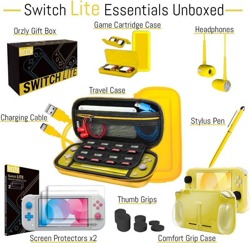 Orzly Case & Screen Protector for Nintendo Switch Lite Console (Yellow) - Image 3