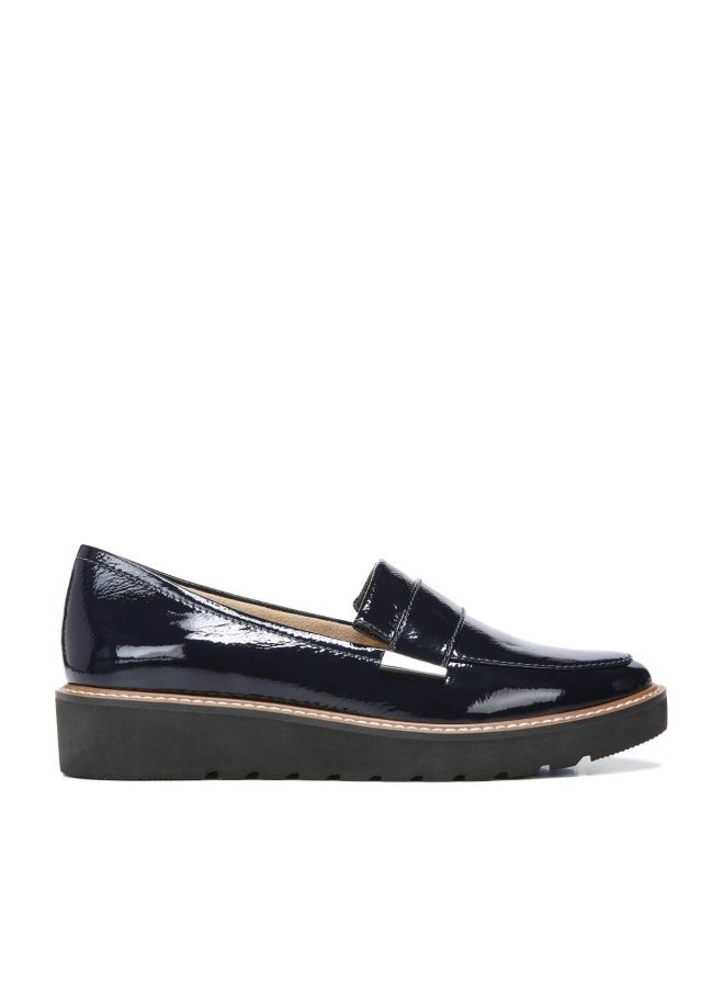 Naturalizer Womens Adaline Slip On Lightweight Platform Loafer,Navy Blue Crinkle Patent Leather,5M - Image 1