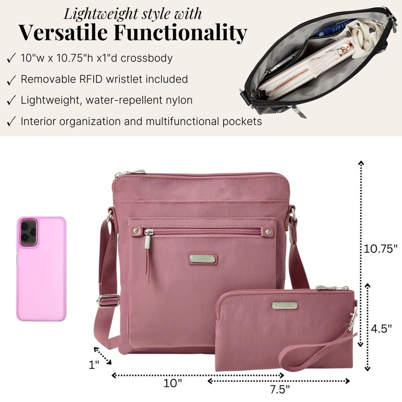 Baggallini Go Bagg with RFID Wristlet - Lightweight 10.75"x10" Travel Purse Crossbody Bag for Women - Image 4