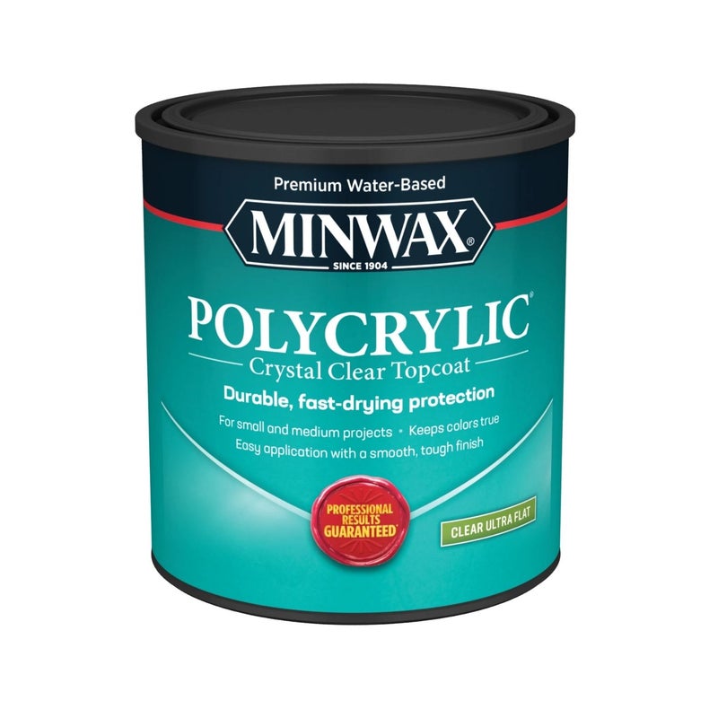 Minwax Polycrylic Crystal Clear Topcoat, Clear Ultra Flat - Image 1