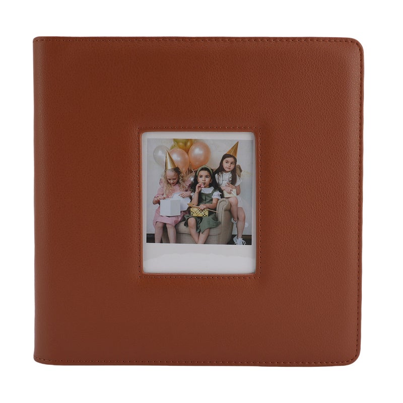 Polaroid Photo Album: Brown PU Leather Cover, 288 Photo Capacity, Lightweight Portable Wide Photo Storage - Versatile Multi-use Memory Book for Family Travel Wedding Graduation Occasions - Image 1