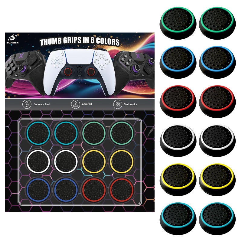 EoaMen Thumb Grips Joystick Caps for PS4/PS5/XBOX Controller, Silicone Joystick Caps Ps5 Controller Grip with Anti-Stickiness, Anti-Slip, Anti-Fingerprint(12 pcs) - Image 1