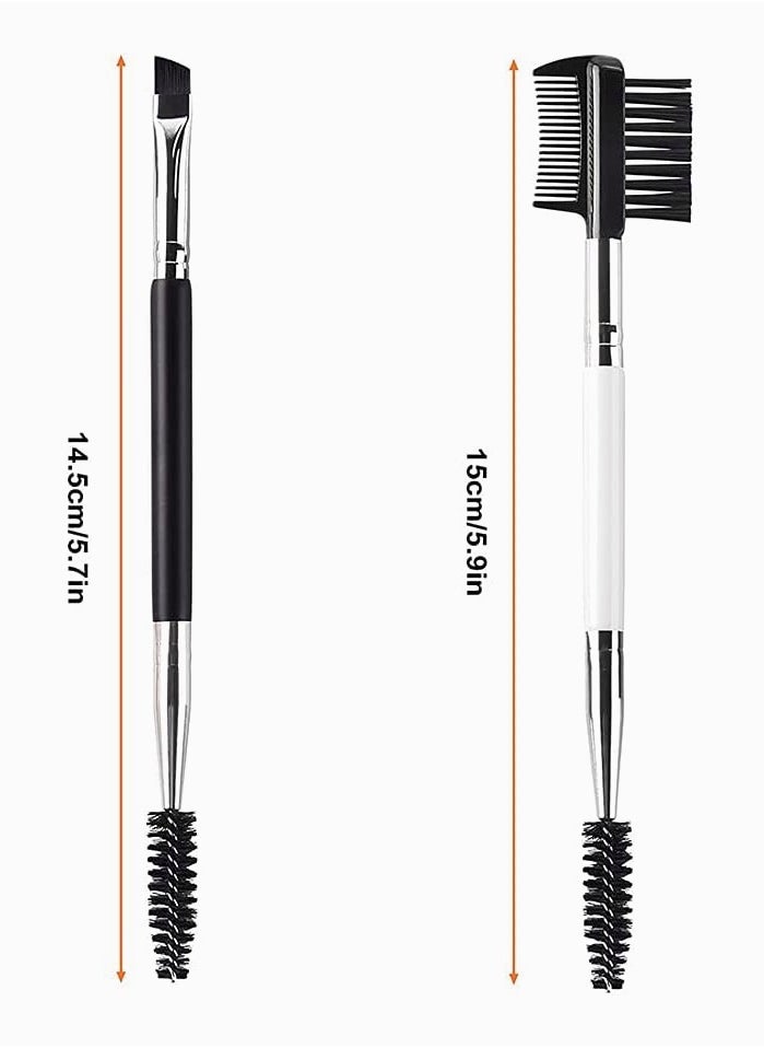 Eyebrow Brush and Comb Set, SYOSI Professional Spoolie brushes, Firm Thin Angled Eyebrow Brush, Eyeliner Brush Kit, Precision Application and Blending 2Pcs