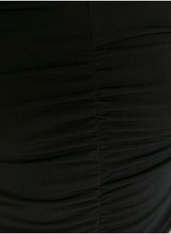 trendyol Black Slim Pleated Polo Neck Stretchy Knitted Blouse TWOAW23BZ00249  - Image 4