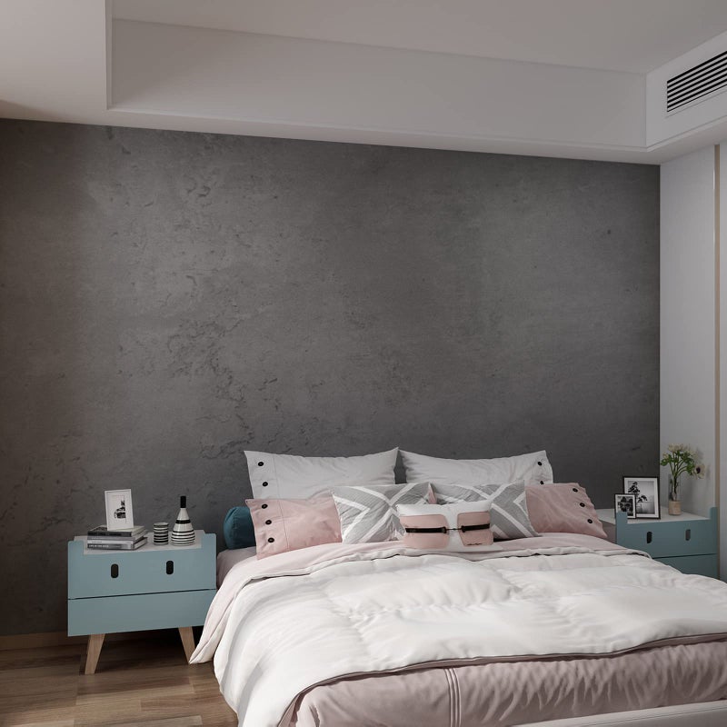 3yecao 16"Ã—354" Dark Grey Black Concrete Wallpaper Peel and Stick 3D Thick Faux Concrete Cement Contact Paper Vinyl Wrap Stained Matte Textured Waterproof Wall Sticker for Walls Bathroom Garage Living Room - Image 1