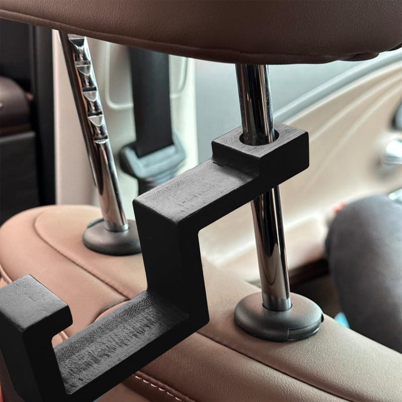 DAUCHVNY Hard Hat Holder for Truck Seat Bamboo Hard Hat Hook for Seatback, Headrest Hooks for Car, Portable Hard Hat Hanger, Holds Hard Hat and Vest with Ease (1) - Image 1