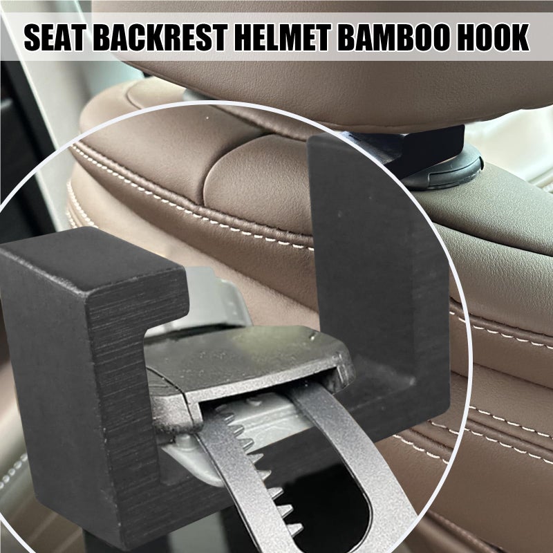 DAUCHVNY Hard Hat Holder for Truck Seat Bamboo Hard Hat Hook for Seatback, Headrest Hooks for Car, Portable Hard Hat Hanger, Holds Hard Hat and Vest with Ease (1) - Image 2
