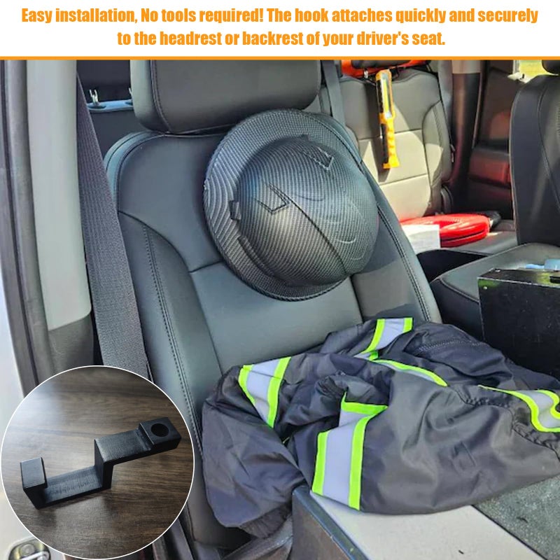 DAUCHVNY Hard Hat Holder for Truck Seat Bamboo Hard Hat Hook for Seatback, Headrest Hooks for Car, Portable Hard Hat Hanger, Holds Hard Hat and Vest with Ease (1) - Image 5