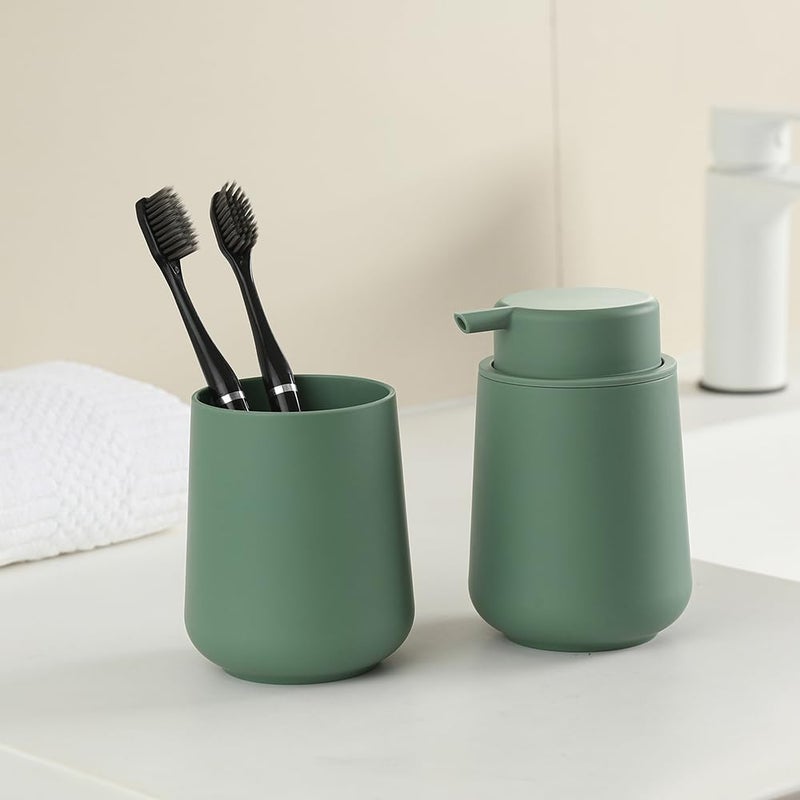 YAUKPH Sage Green Foaming Hand Soap Dispenser Plastic 11 oz - Modern Minimalist Style for Bathroom & Kitchen Countertop Refillable - Image 3