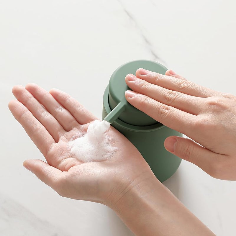 YAUKPH Sage Green Foaming Hand Soap Dispenser Plastic 11 oz - Modern Minimalist Style for Bathroom & Kitchen Countertop Refillable - Image 5