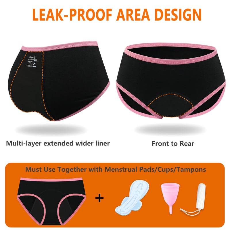 Mesachy Teens Girls Period Underwear Kids Period Panties Menstrual Leakproof Protective Underwear for Teens Cotton Briefs - Image 2