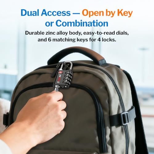 Forge Dual-Opening: Key or Combination Lock, TSA Approved Luggage Lock for Luggage, Pelican case, Travel, Gym, School and More. - Image 2