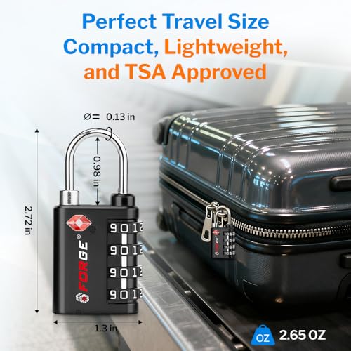 Forge Dual-Opening: Key or Combination Lock, TSA Approved Luggage Lock for Luggage, Pelican case, Travel, Gym, School and More. - Image 5