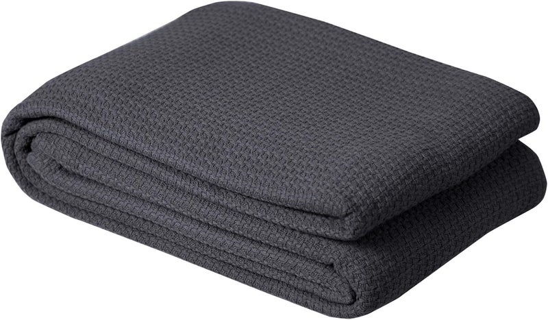DOLLCENT 100% Cotton Queen Size Blanket for Bed, Premium Soft Combed Lightweight Blankets, Washed Breathable Cozy Bed Throw Blanket, Grey Queen Cotton Blankets for All Season: Grey (90"x90") - Image 2