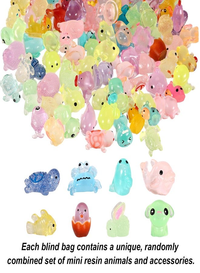 Sinbana 120pcs Mystery Resin Animal Blind Bags, Mini Glow in The Dark Resin Animal Models Small Micro Landscape Ornament for Fairy Garden Aquarium DIY Decor - Image 2