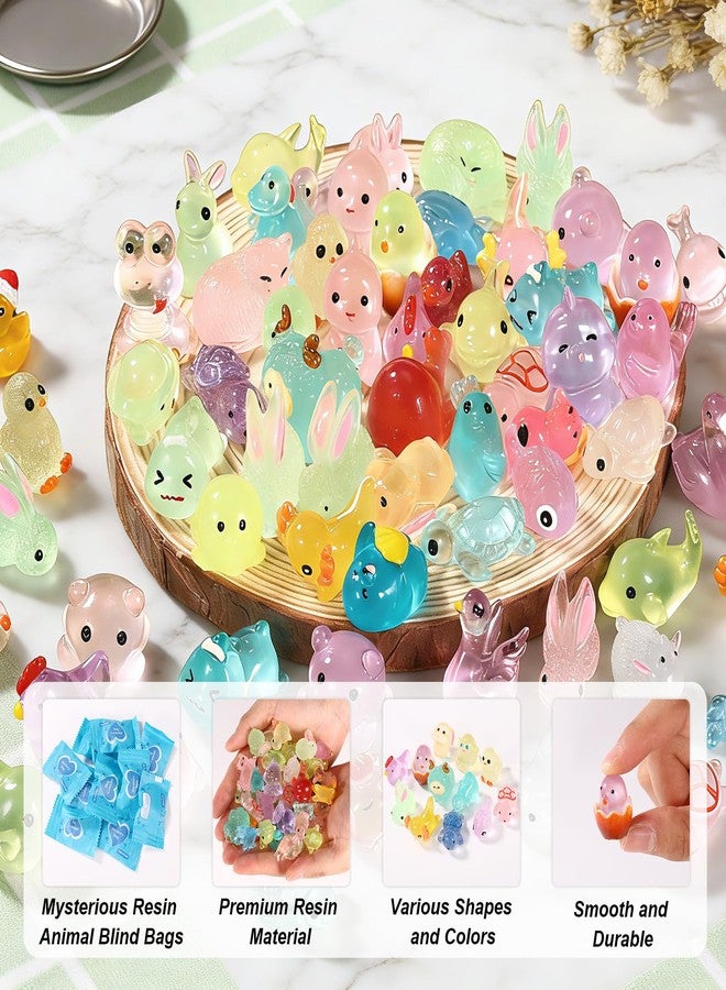 Sinbana 120pcs Mystery Resin Animal Blind Bags, Mini Glow in The Dark Resin Animal Models Small Micro Landscape Ornament for Fairy Garden Aquarium DIY Decor - Image 4