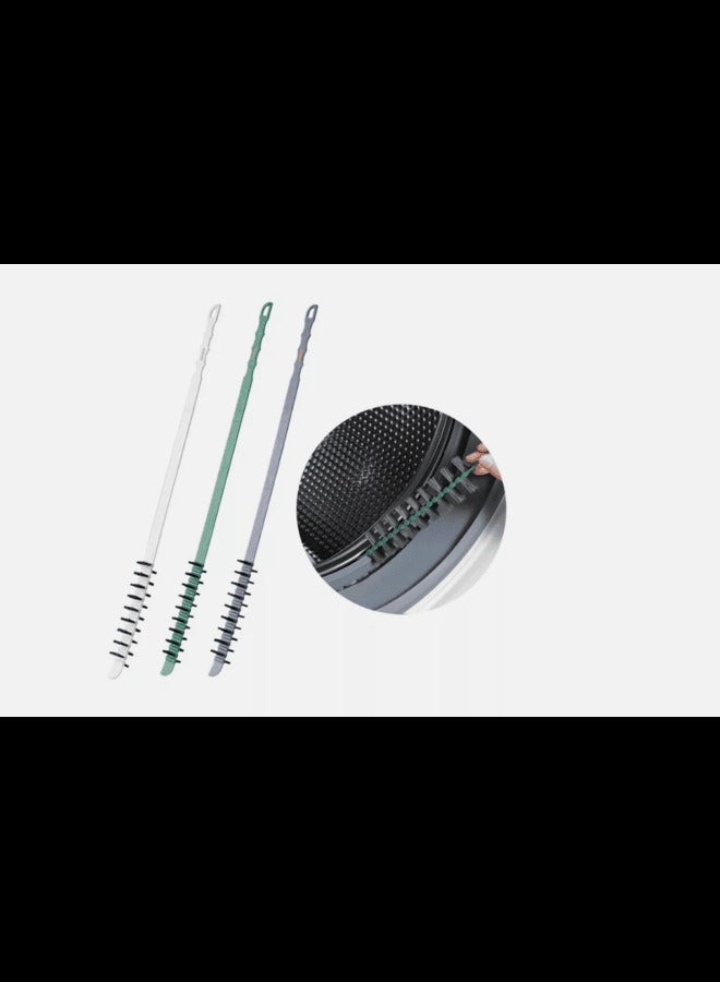 H.F.J HFJ Multi-Purpose Crevice Cleaning Brush Set, 3 Pieces, Long Coil Design, Grey, Green, White - Image 4