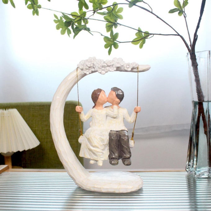 WEDDING GIFTS FOR HER FROM HUSBAND ROMANTIC WEDDING GIFTS FOR COUPLE WIFE PARENTS 9 INCH HAND PAINTED TOGETHER LOVE COUPLE FIGURINES FOR ANNIVERSARY