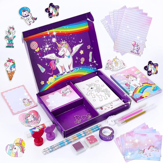 طقم مجلة DIY للفتيات ، مجموعة قرطاسية يونيكورن للأطفال - هدايا يونيكورن للفتيات اللواتي تتراوح أعمارهن بين 6-12 عاما ، مجموعة سجل القصاصات ألعاب الفتيات - مجموعة الحرف الفنية - أفضل هدية عيد ميلاد للفتاة